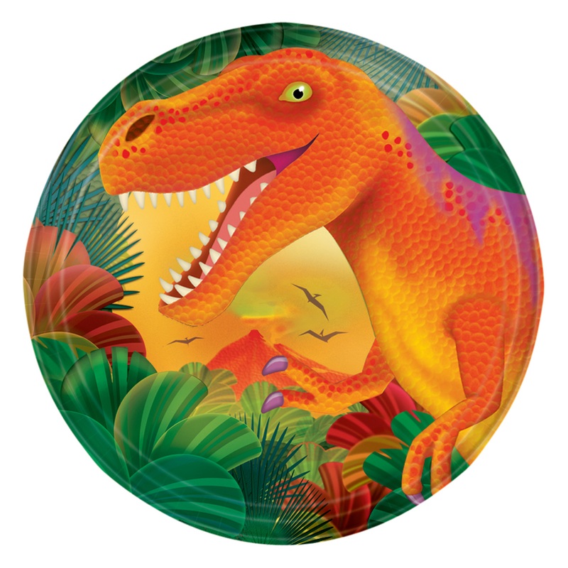 8 dinosaur paper plates prehistoric giants 17.7cm