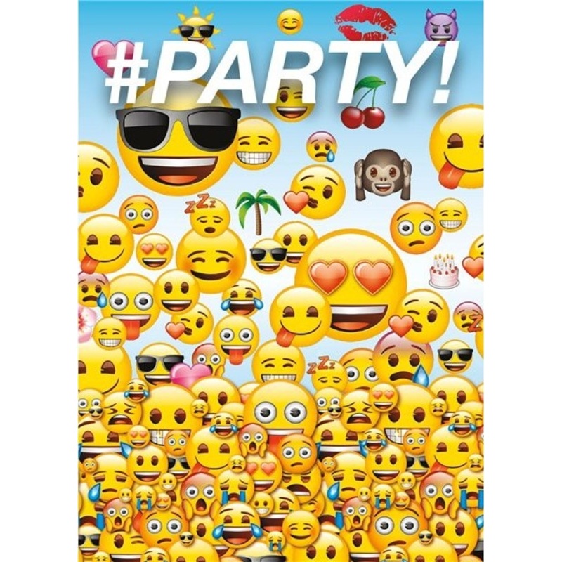 8 emoji party invitation cards