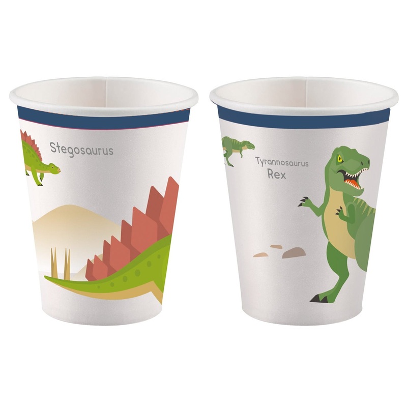 8 Happy Dinosaur Paper Cups 250ml
