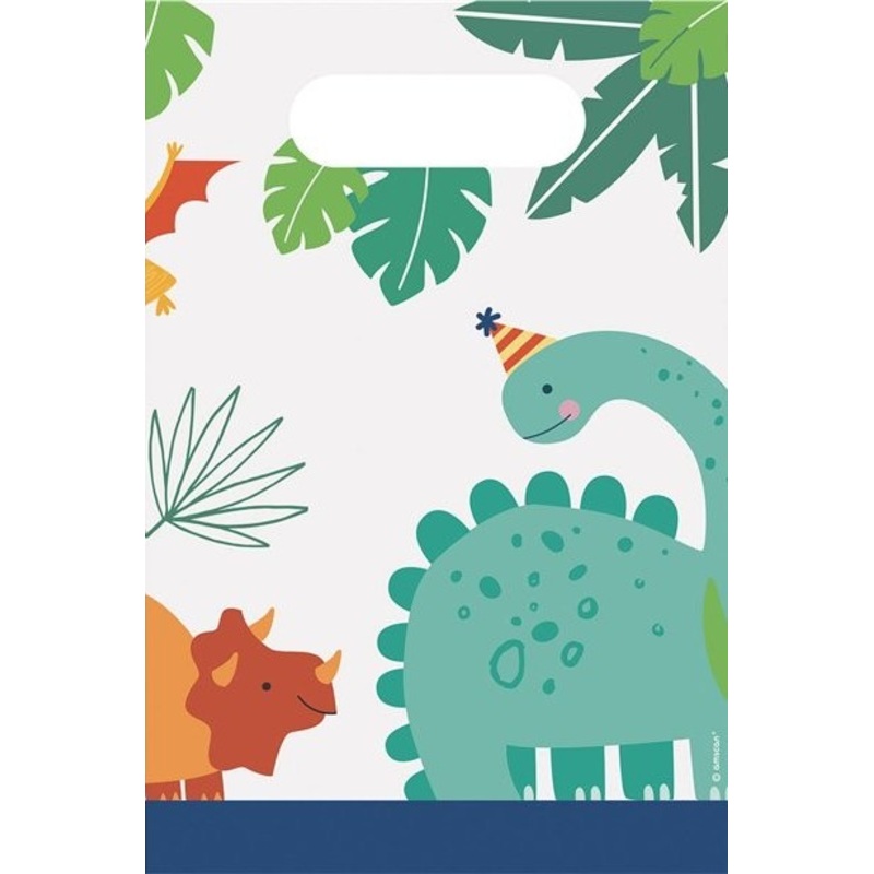 8 Party Dinos paper bags 23 x 16cm