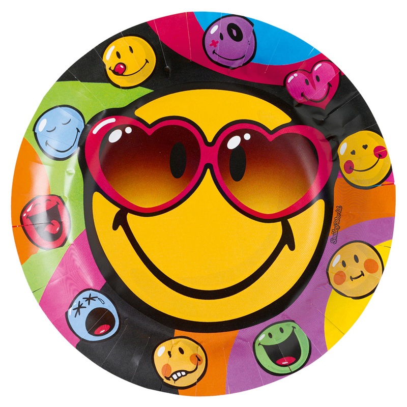 8 Partytime paper plates Smiley Express 23cm