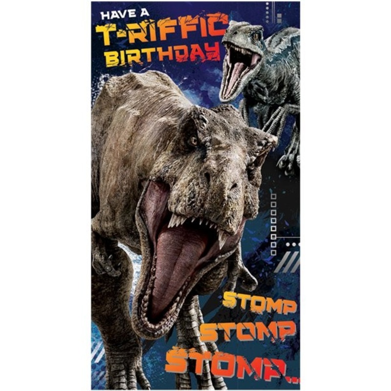 Jurassic World birthday card 22.5 x 12.5cm