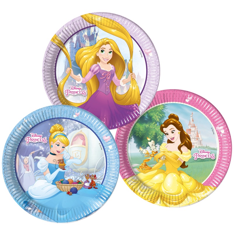 Princess Heart Strong 8 paper plates 23cm 3 designs