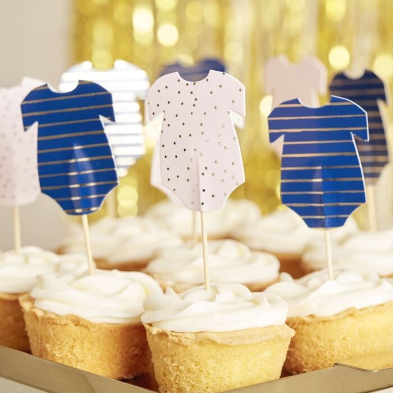 12 Gender Reveal Baby Shower Rompers Cake Skewers
