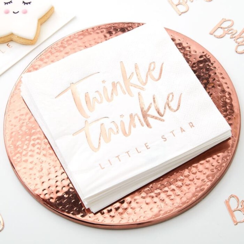 16 small star napkins rose gold 33cm