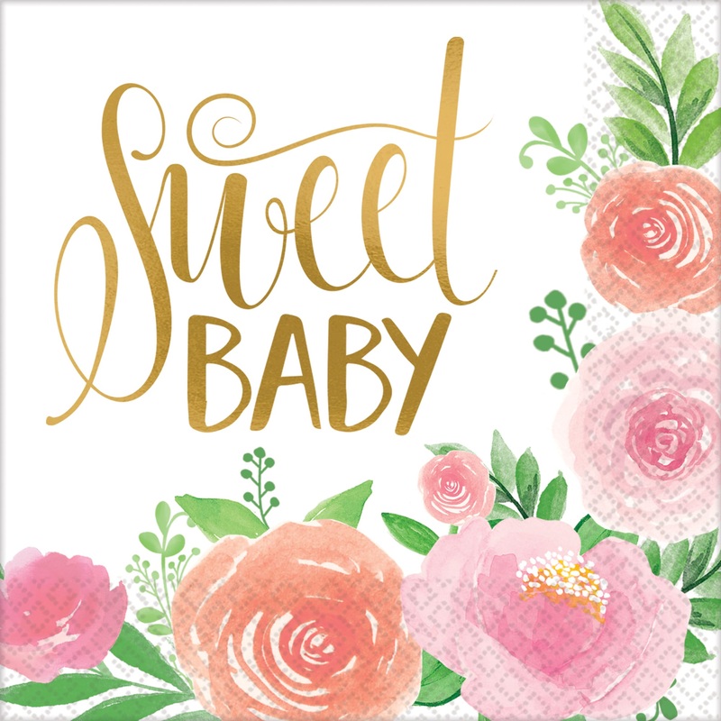 16 Sweet Baby Girl napkins 33cm