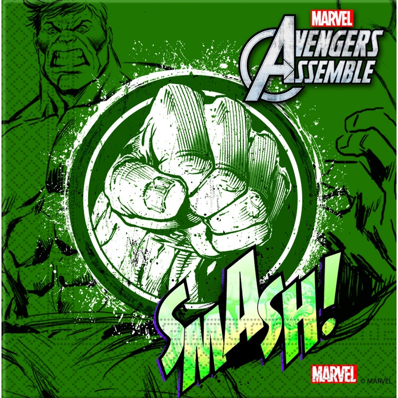 20 Avengers League Hulk napkins 33cm