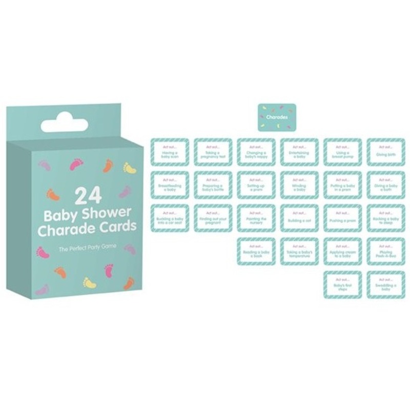 24 baby shower charade cards