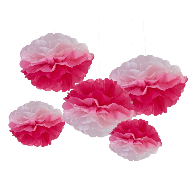 5 Birthday Blush Ombr pompons pink
