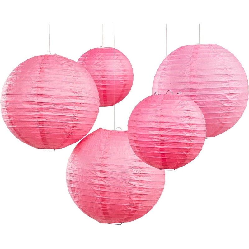 5 pink boho flowers lanterns