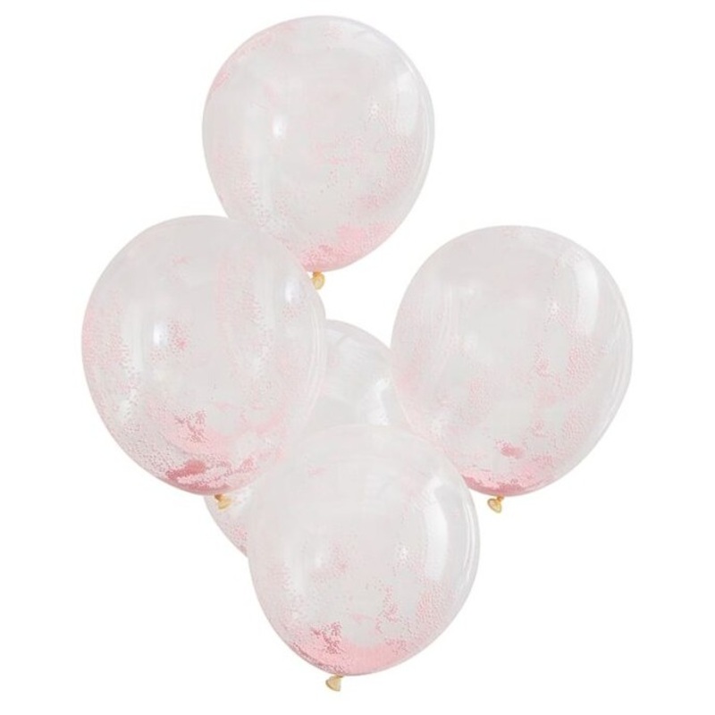 5 pink party mix confetti balloons 30cm