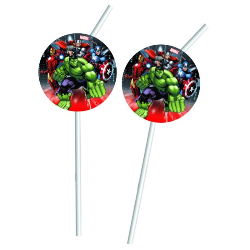 6 Avengers Universe straws 24cm