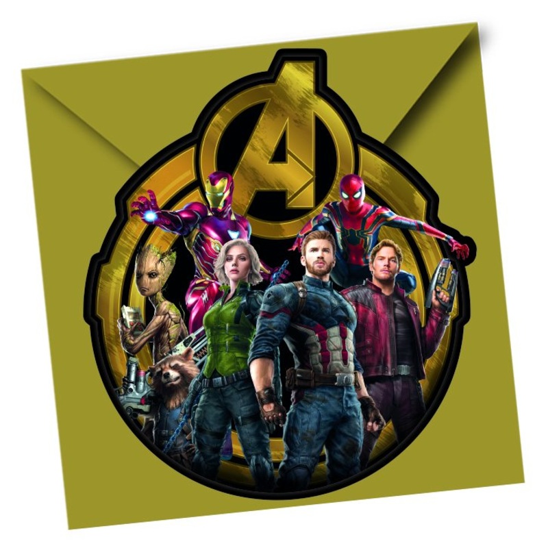 6 Avengers War invitation cards