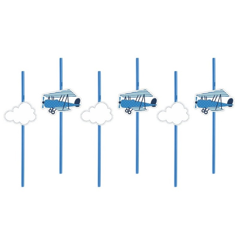 6 Little Plane straws 24cm