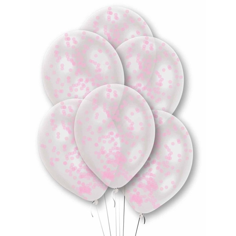 6 Rosy Blush confetti balloons 27.5cm