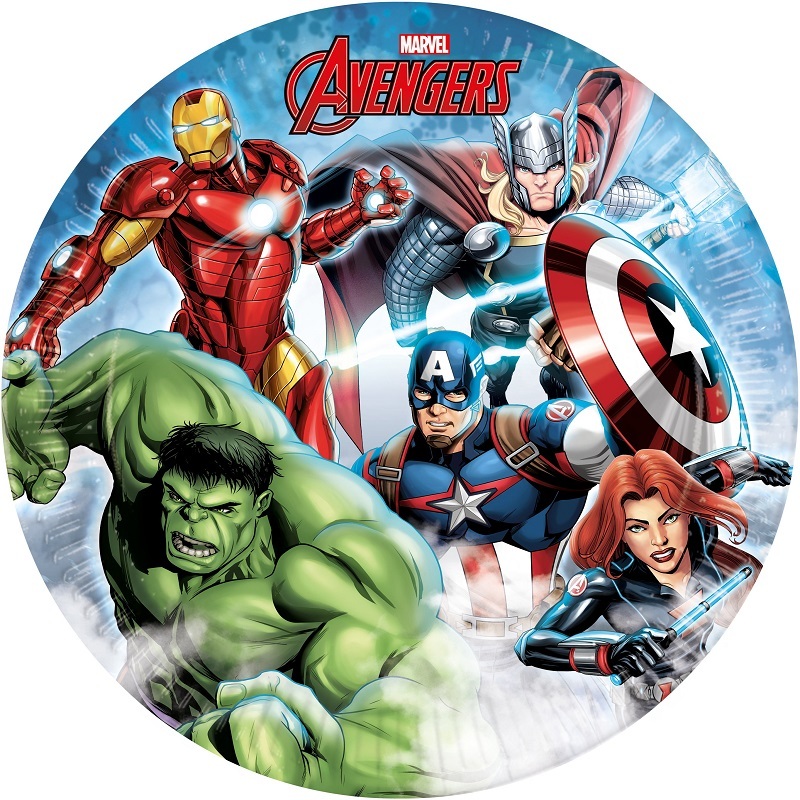 8 Avengers Heroes paper plates 23cm