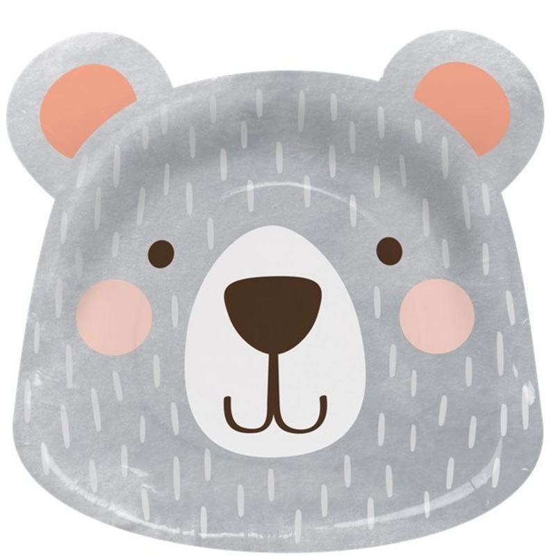 8 birthday bear plates in bear shape 23cm