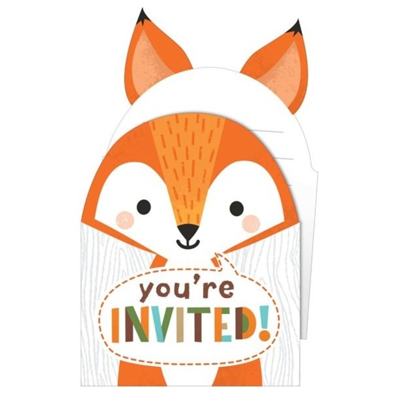8 forest animal party invitation cards