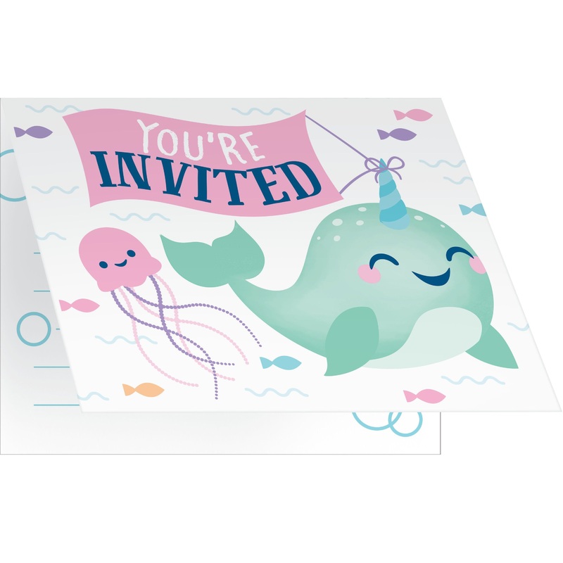 8 narwhal party invitation cards