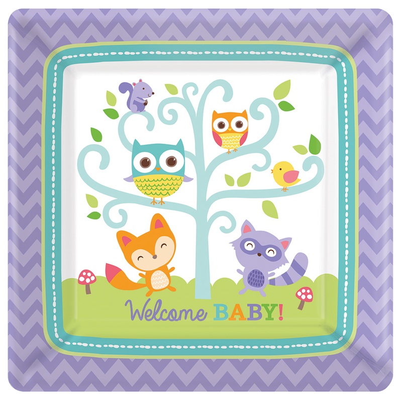 8 Partytime plates Welcome Baby 17.7cm