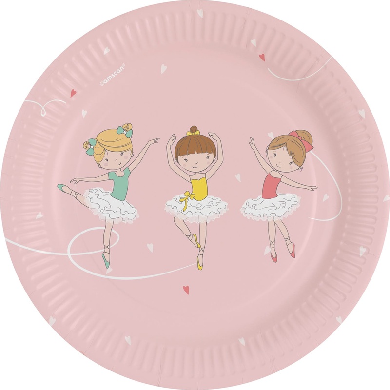 8 small ballerina party plates 18cm