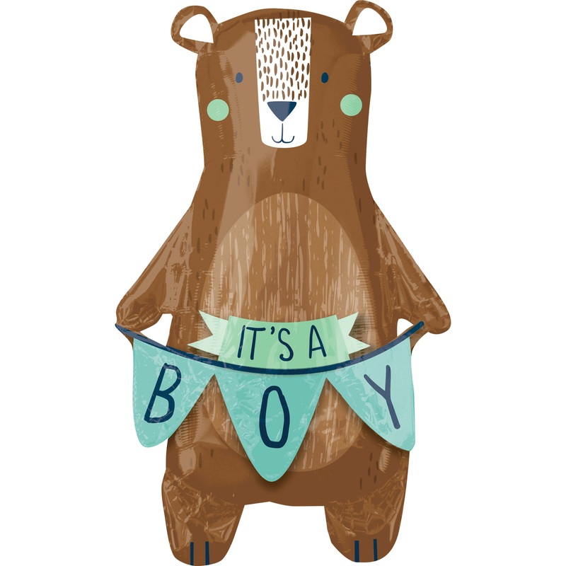 Baby boy bear foil balloon