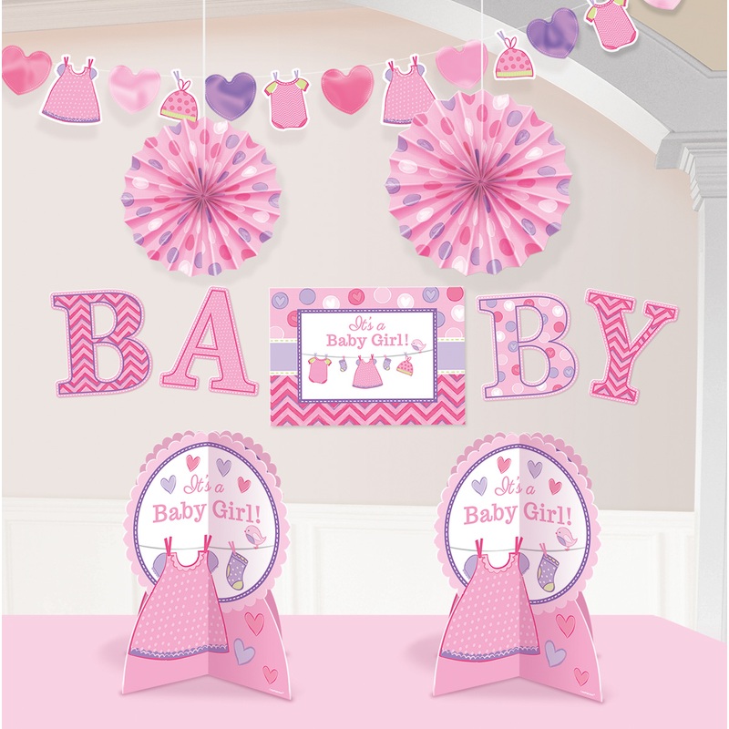 Baby shower decoration set girls 10 pieces