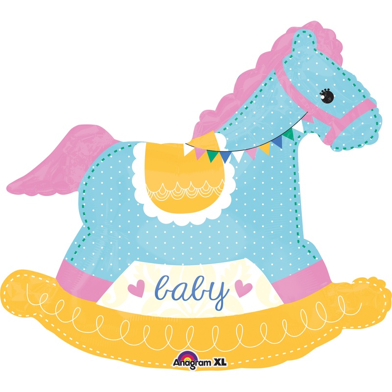 Foil balloon baby shower rocking horse