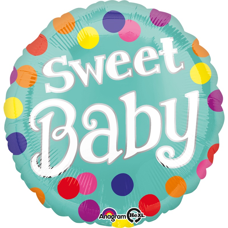 Foil balloon Sweet Baby, multicolored dotted