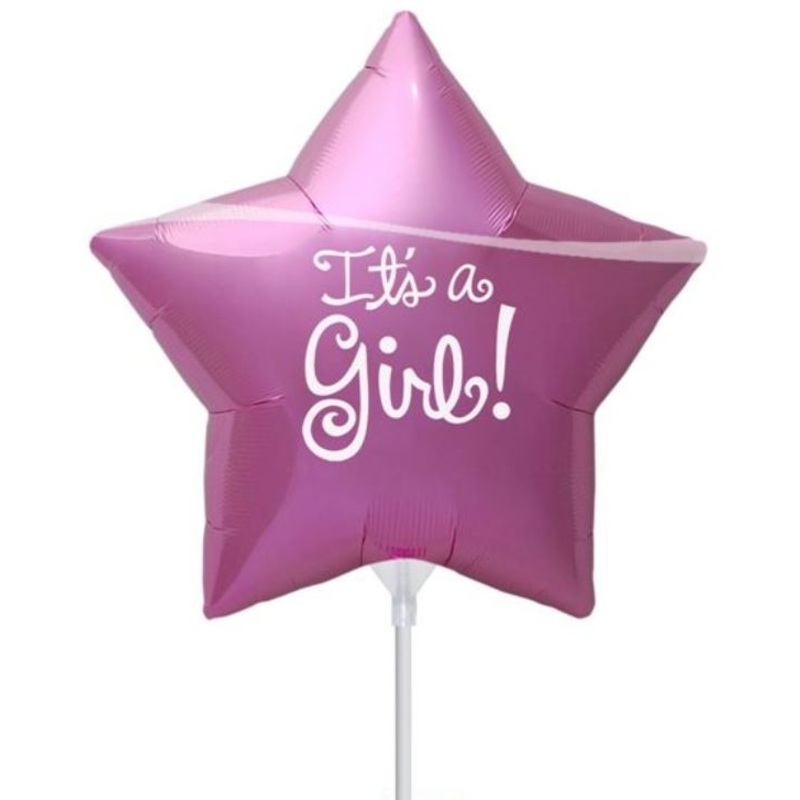 Star stick balloon Its a Girl Party pink