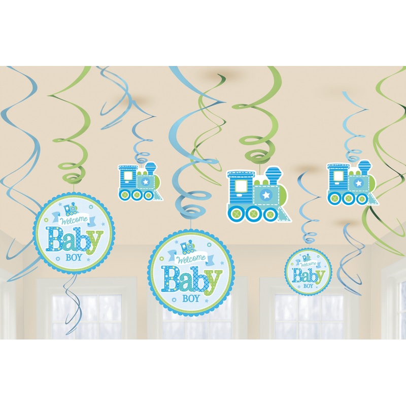 12 Welcome Baby Boy spiral hangers