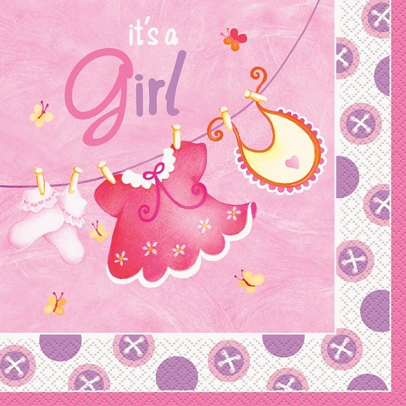 16 Baby Girl Emilia napkins 33cm