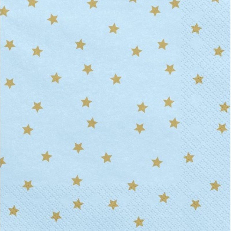 20 blue gold star napkins 33cm