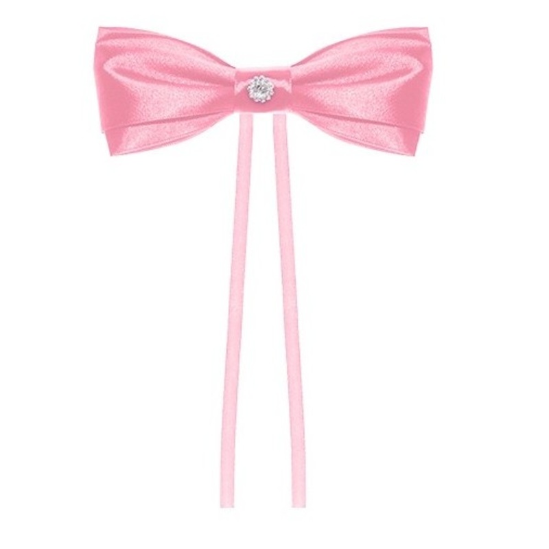 4 satin bows pink with gemstone 15cm