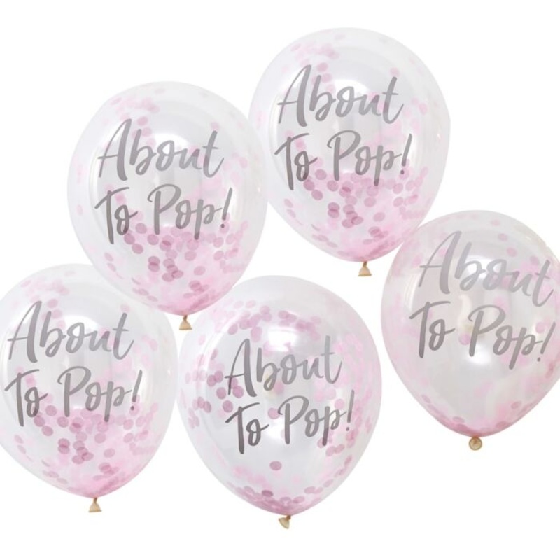5 Oh Baby confetti balloons pink 30cm