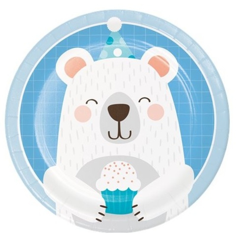 8 birthday bear paper plates 18cm