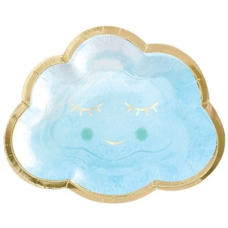 8 clouds baby shower paper plates 16cm