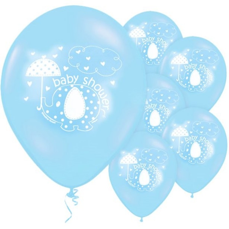 8 elephant baby balloons blue 30cm