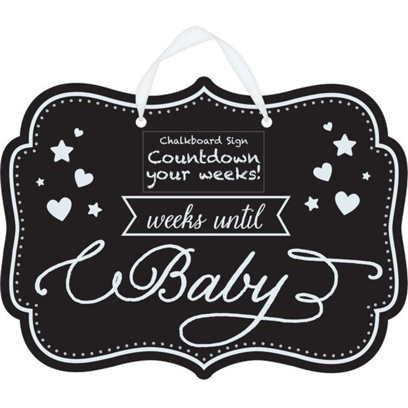 Baby Shower Chalkboard Sign Countdown 22 x 28cm