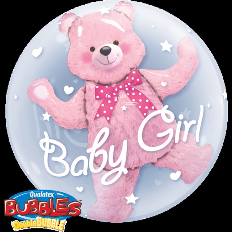Baby teddy balloon-in-balloon pink