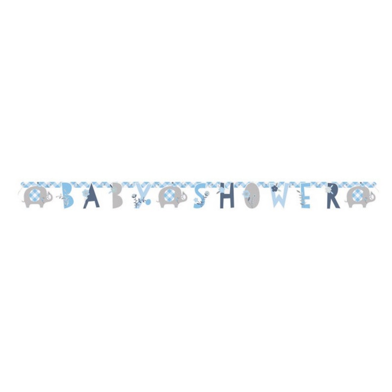 Elephant baby party garland azure blue 160cm