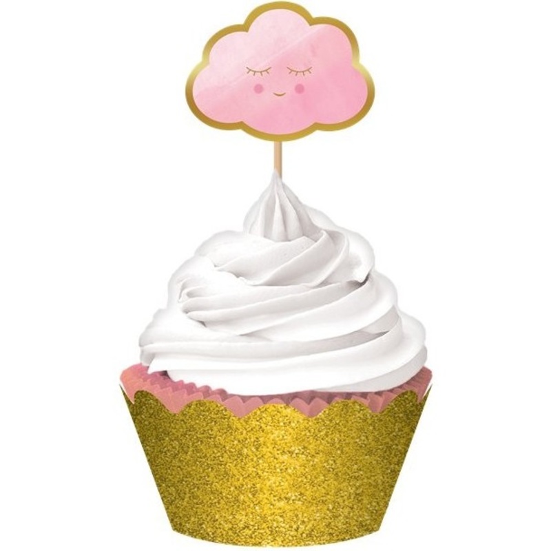 Hello World cupcake set pink 72 pieces