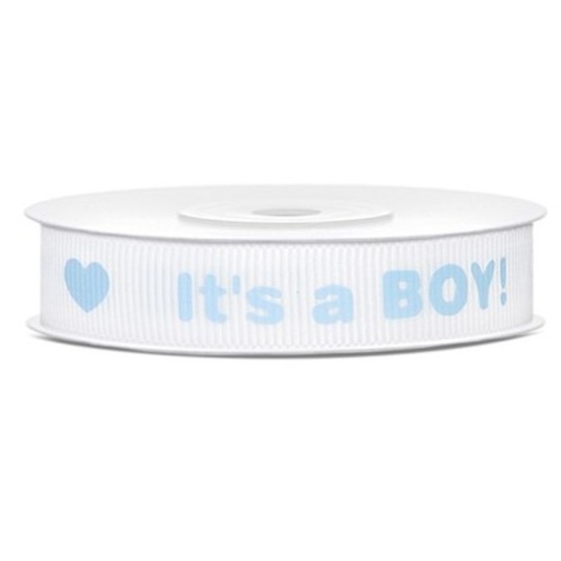 Ribbon 10m Its A Boy light blue ribbed