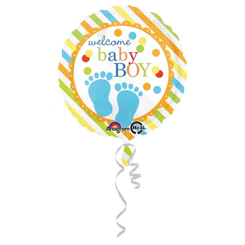 Striped foil balloon welcome baby boy