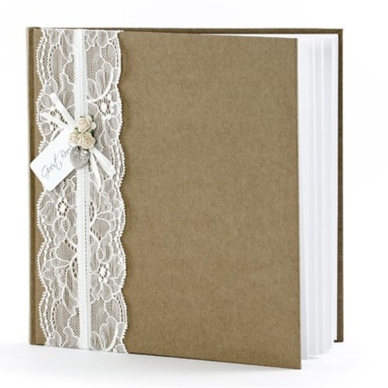 Vintage guest book with lace 20.5cm