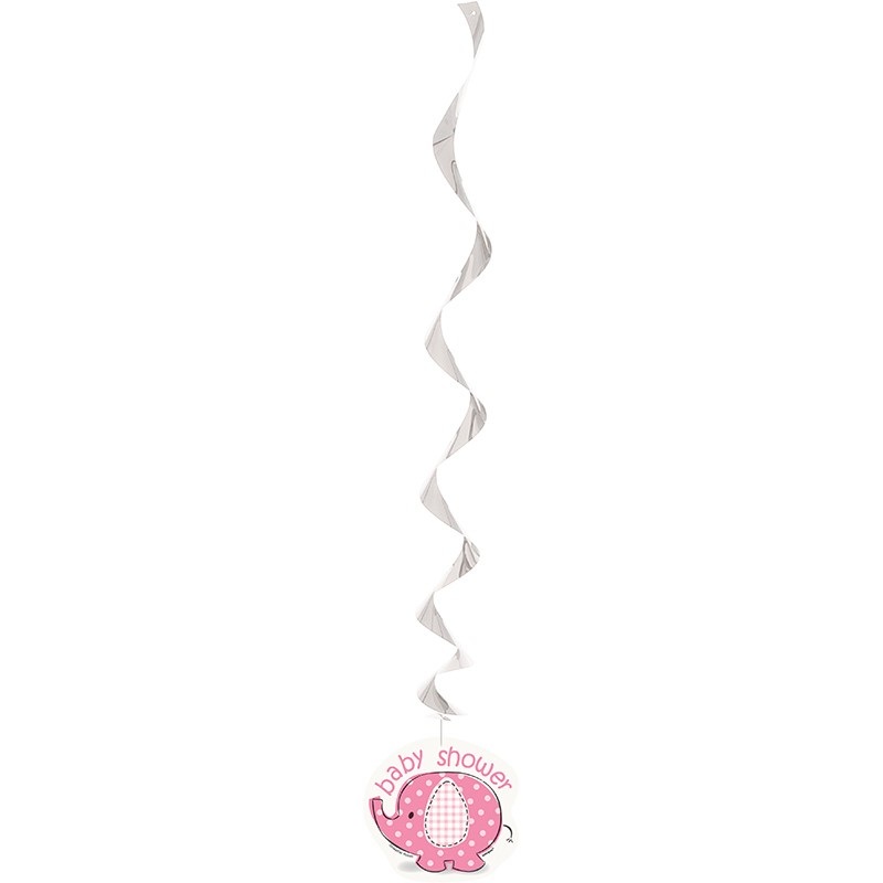 3 elephant baby party swirl hanging decoration