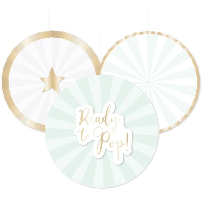 3 Ready to Pop paper fans 30cm