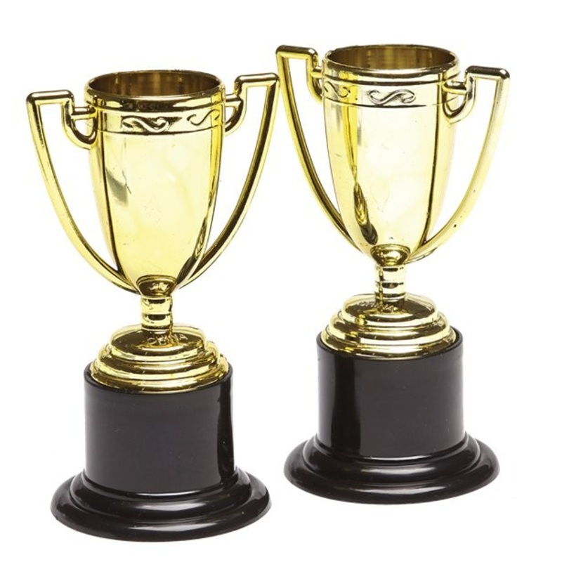 4 gold mini trophies for winners