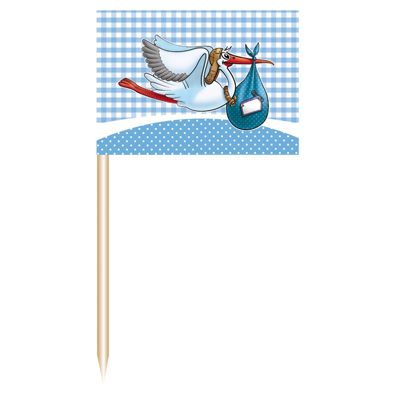50 blue rattle stork skewers