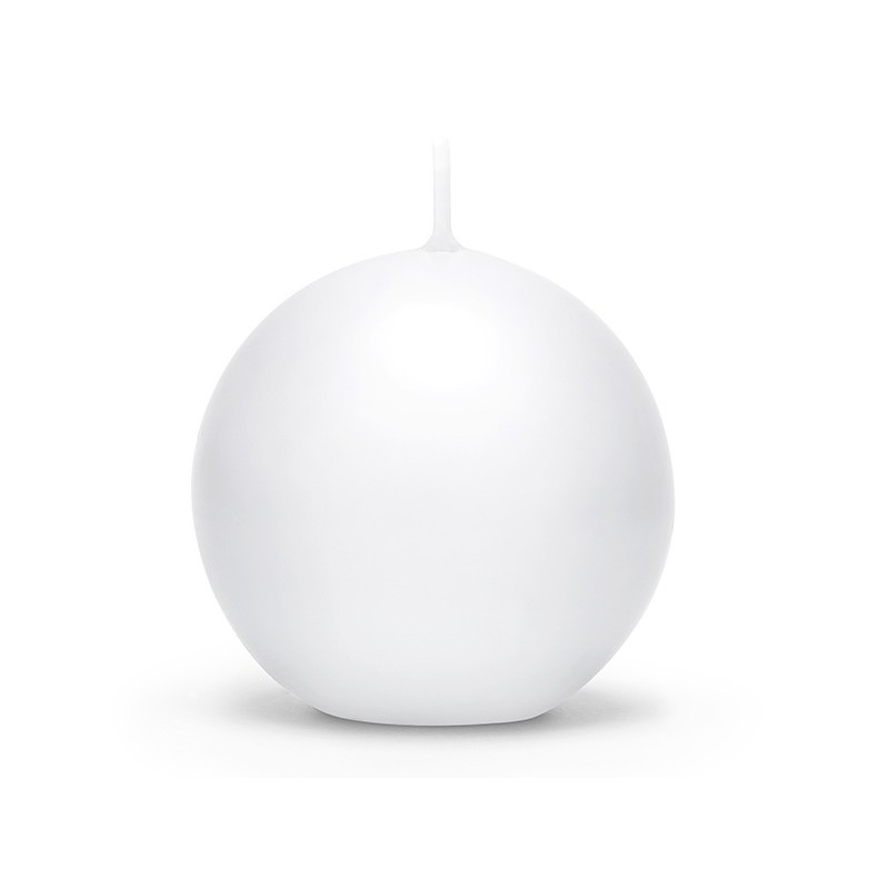 6 ball candles white 10cm